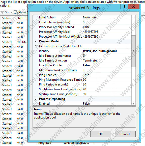 Idle Time-out on IIS Pool